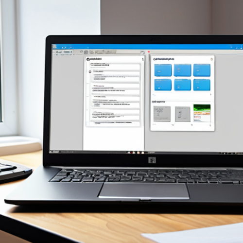 Home 11 Organized Digital Workspace**
Prompt: A brightly lit, clean desk. Laptop open, displaying a well-organized file system with clear folder names. Cloud storage icons subtly visible. A sense of calm and productivity.
**
