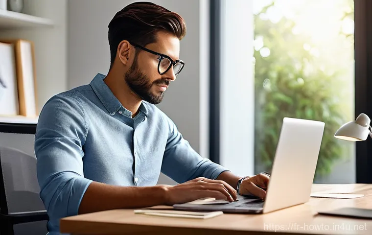 효율적인 업무 시간 관리 팁 - **Prompt 1: Morning Deep Work in a Hybrid Home Office (Contemporary)**
"A serene and focused you...