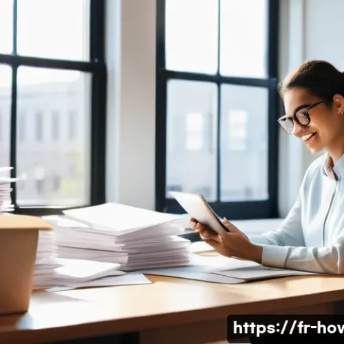 Home 11 DocuSign 활용법 - **"Administrative Freedom Unleashed"**: A vibrant, modern office scene. In the foreground, a young, ...